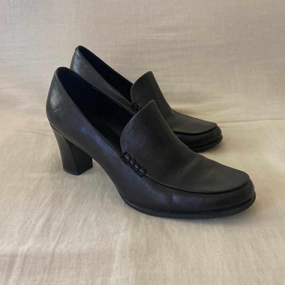 Black Frank Sarto Healed Loafers, Size 8.5